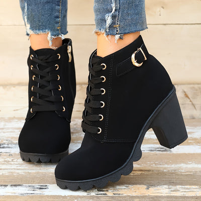 Femke | Plain color thick heel ankle boots