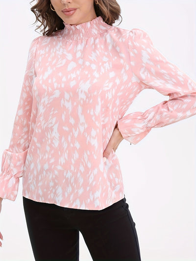 Eline | Blouse with full print and stand-up collar
