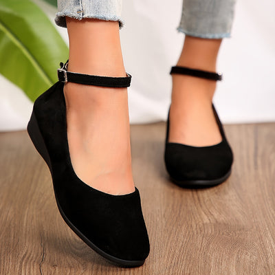 Lotte | Plain flannel ballet shoes with buckles