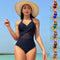 One-piece swimsuit summer solid color cross strap 