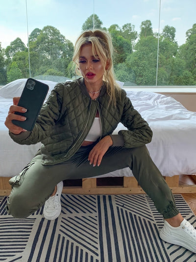 Elin | Padded bomber jacket in solid color