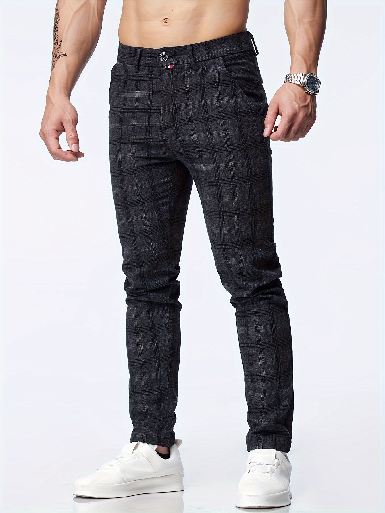 Thijs | Geruite casual slim-fit broek