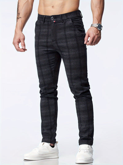 Thijs | Geruite casual slim-fit broek