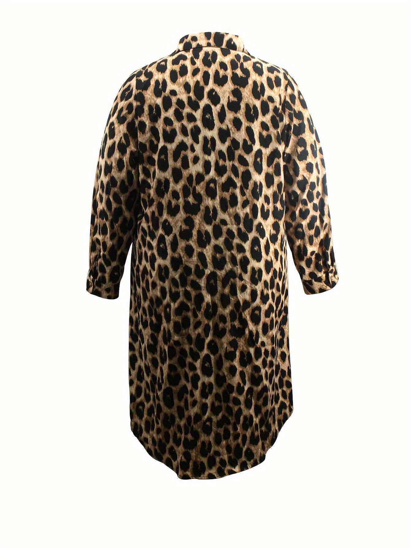 Elena | Casual luipaardprint overhemdjurk met lange mouw