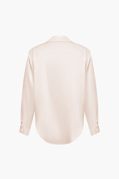 Lillian - Basic Plain Satin Women's Long Sleeve Shirt
