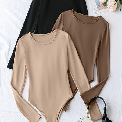 Nina | Set van 3 casual bodysuits met lange mouw en ronde hals