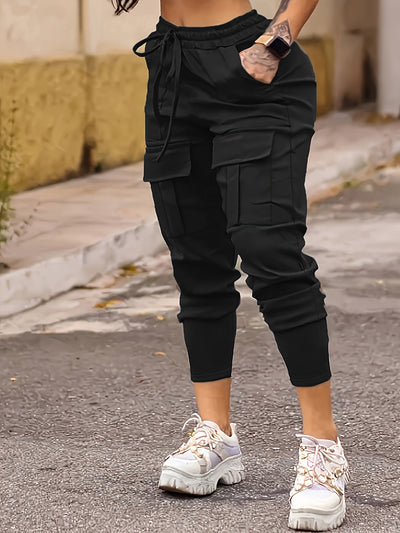 Emma | Solid color cargo joggers with pockets