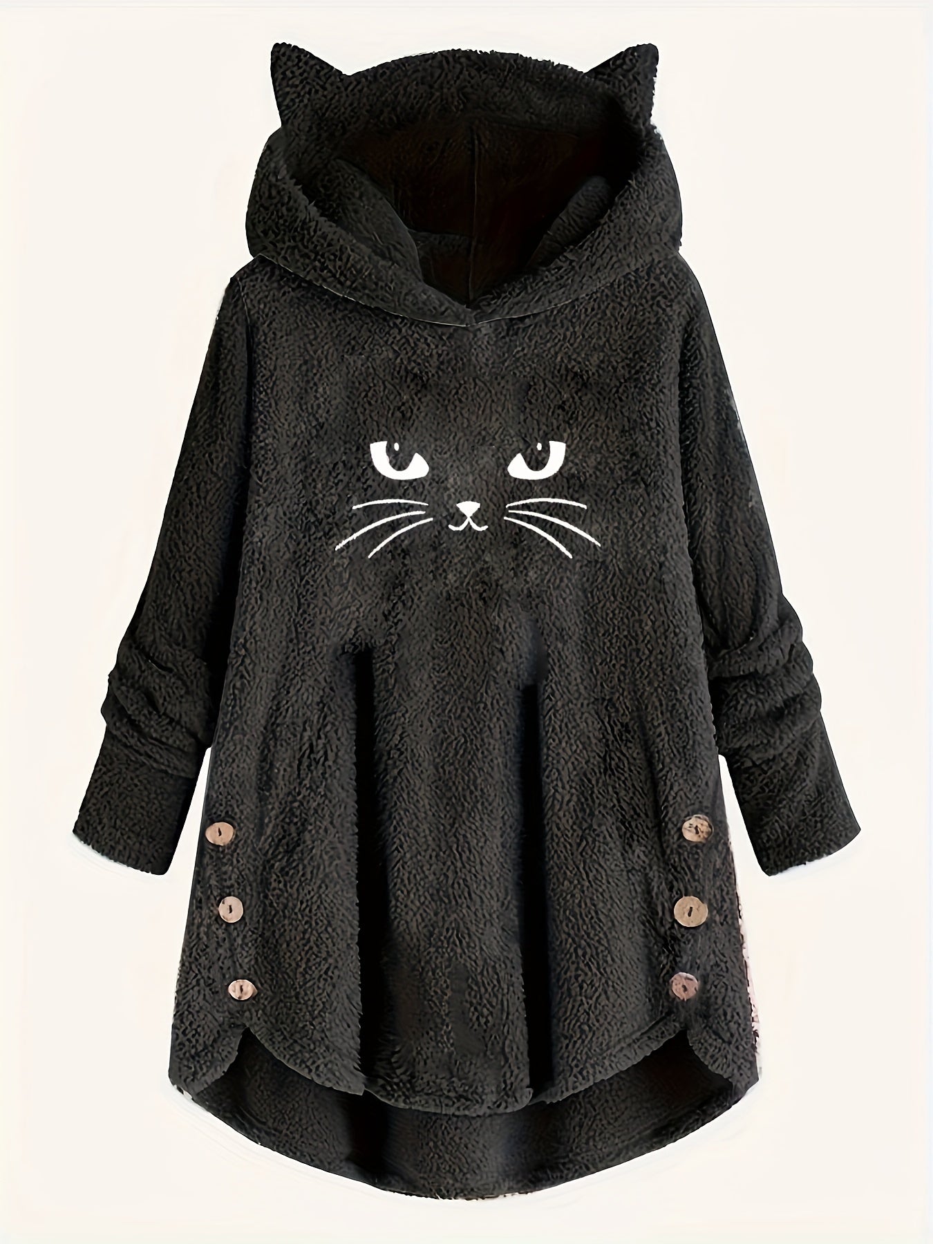 Sophie | Pluche hoodie met kattenprint
