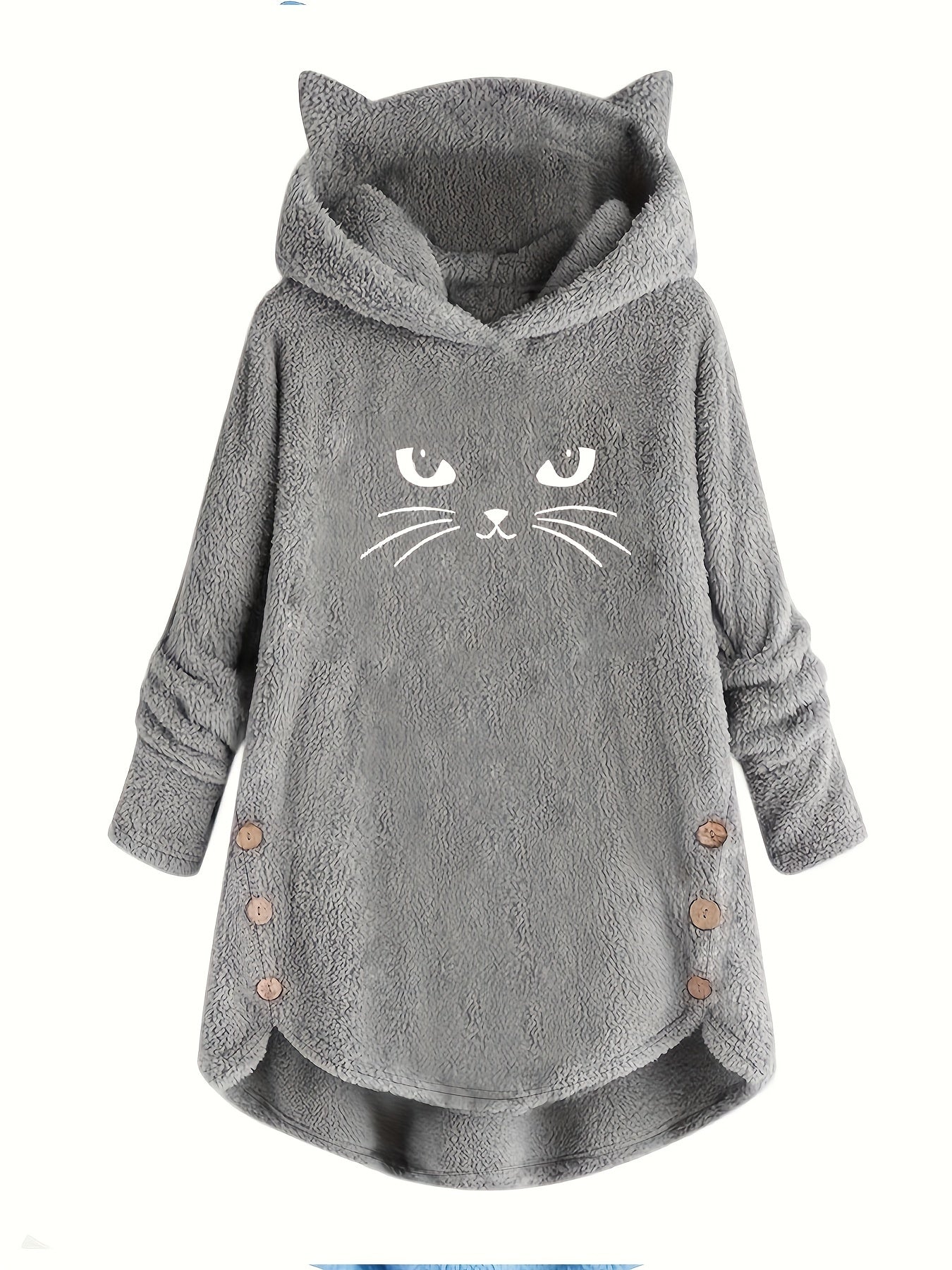 Sophie | Pluche hoodie met kattenprint