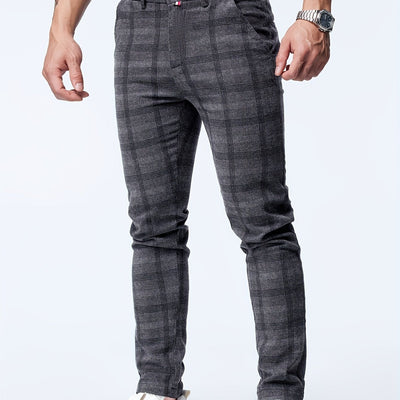 Thijs | Geruite casual slim-fit broek