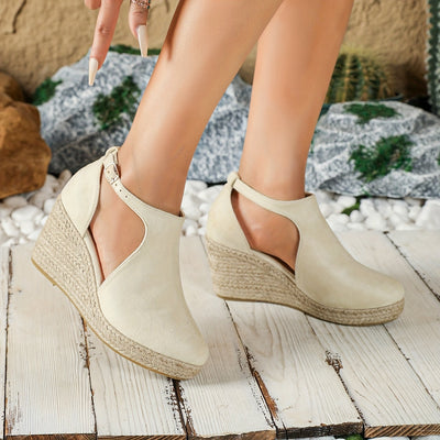 Elena | Elegant women's espadrille wedge heels with buckle closure
