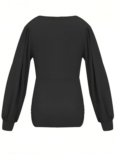 Caylee - Getailleerde Casual Blouse met Lantaarnmouwen