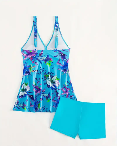 Fiora - Tankini met bloemenprint en bandjes