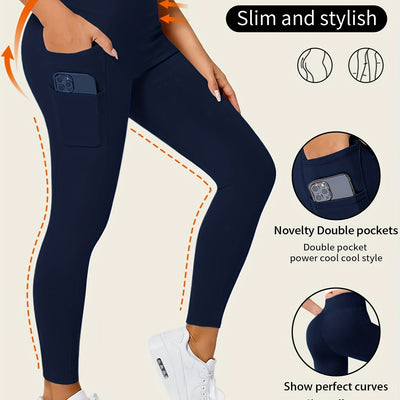 Sara | Effen kleur yogabroek met zak en hoge stretch