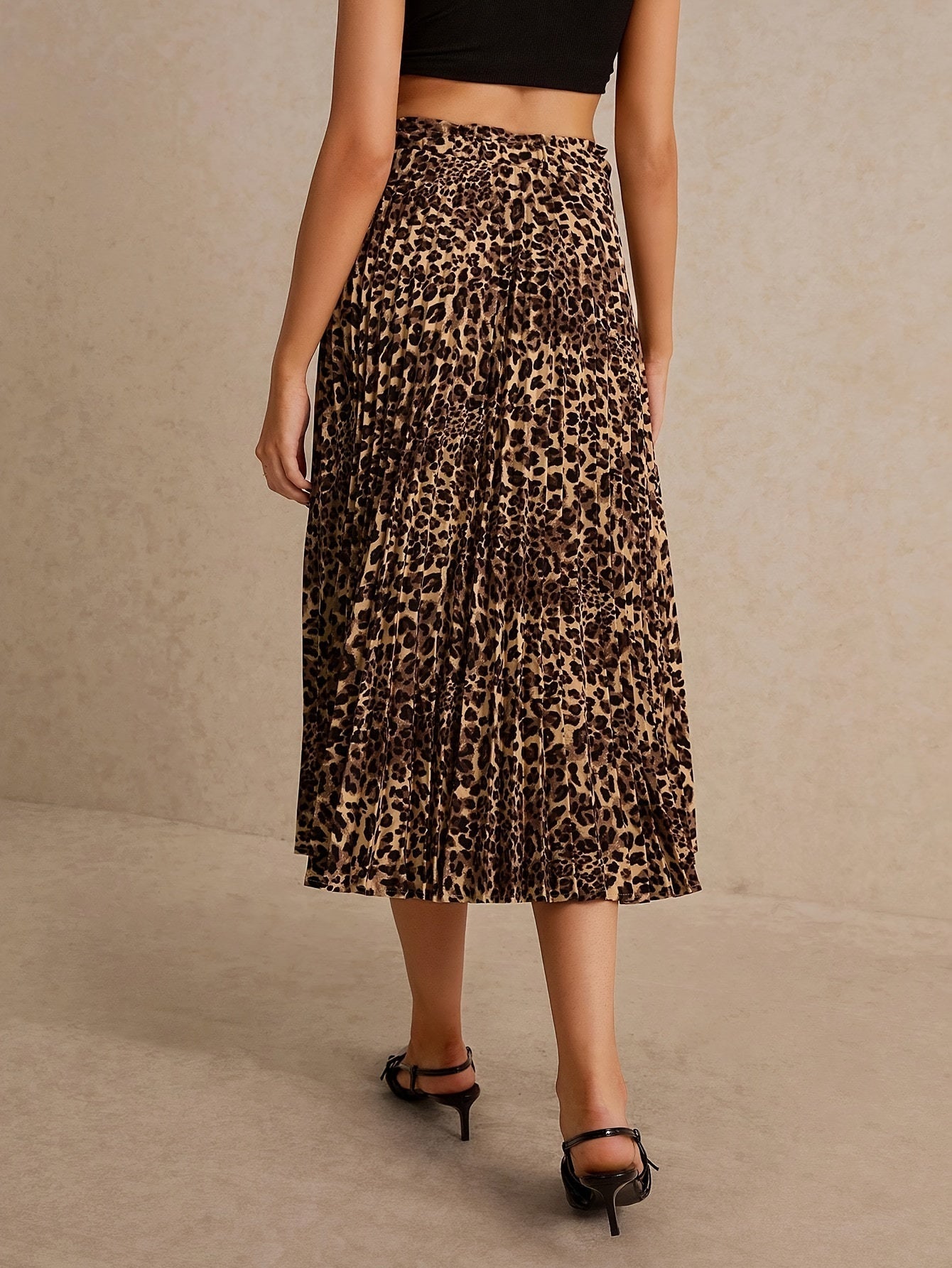 Nina | Elegante geplooide luipaardprint rok