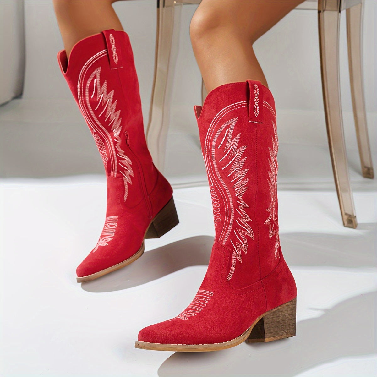 Elin | Fashionable women's cowboy boots with a thick heel