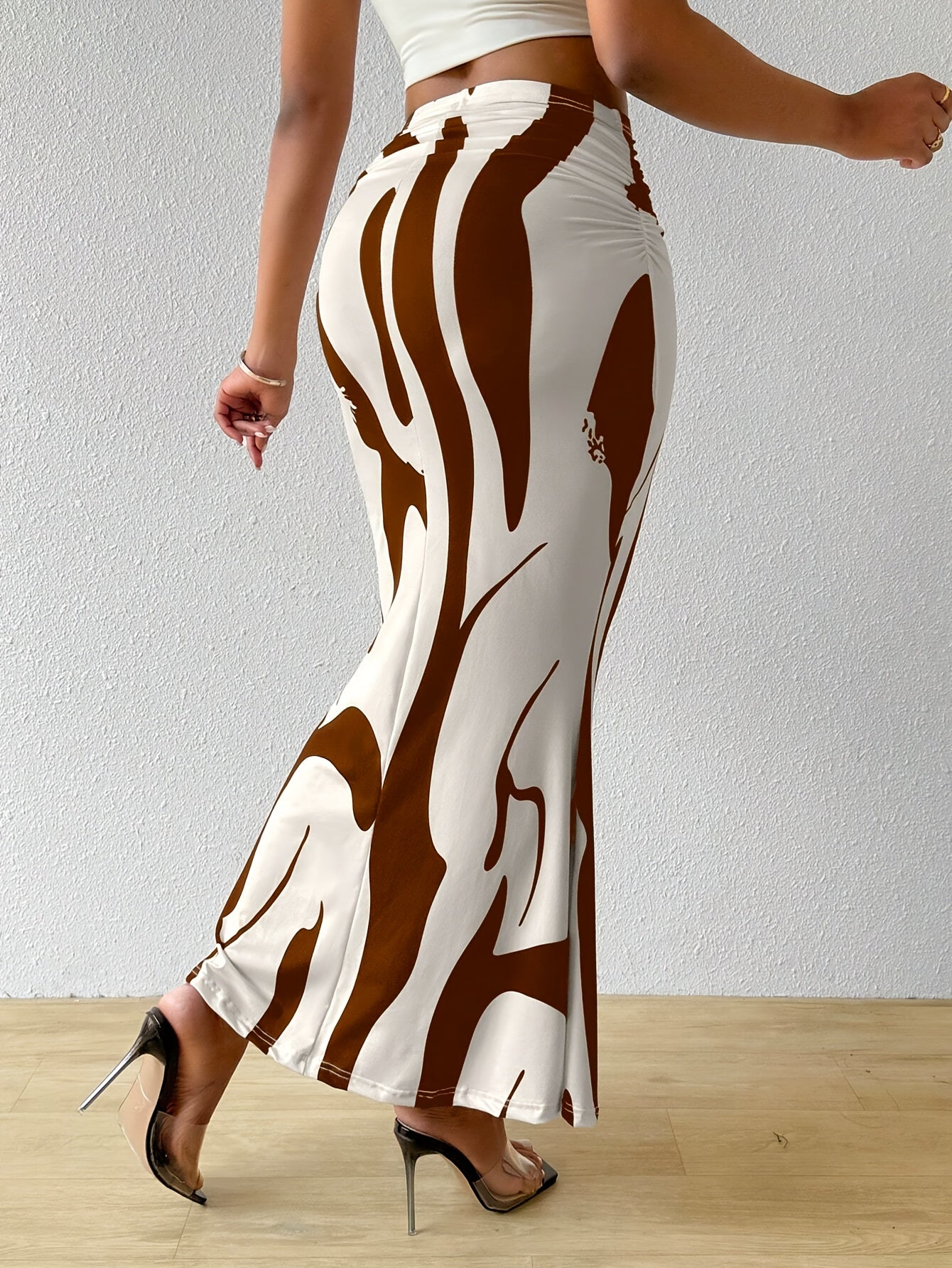 Nina | Elegante hoge taille bodycon rok met willekeurige print