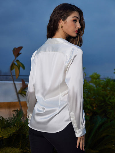 Clemence - Moderne Militaire Chic Dames Overhemd met Revers