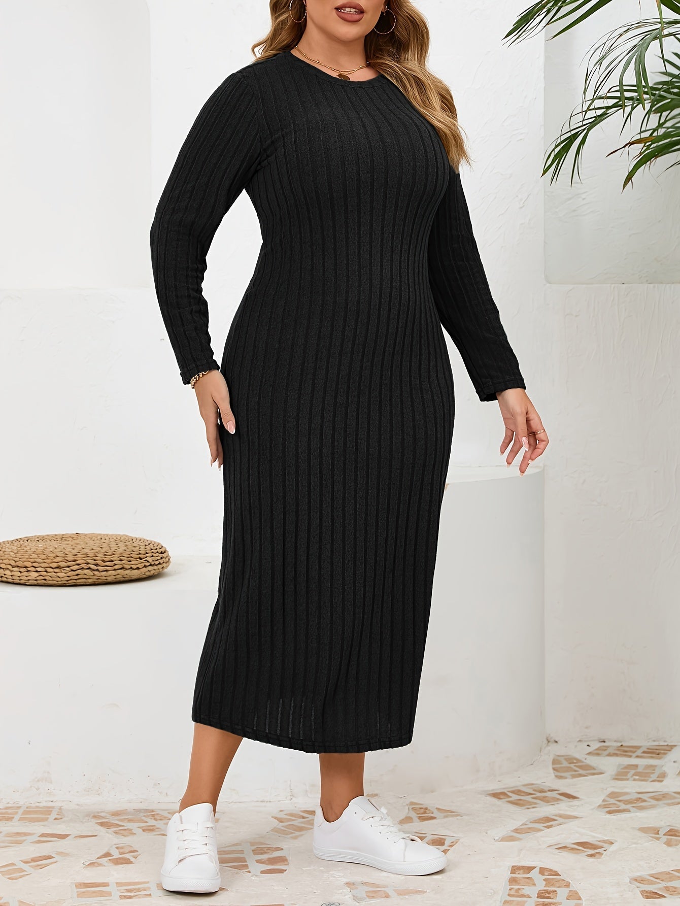 Luna | Plus-size elegante gebreide bodycon-jurk