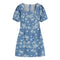 Andrea - Blauwe denimjurk met bloemen