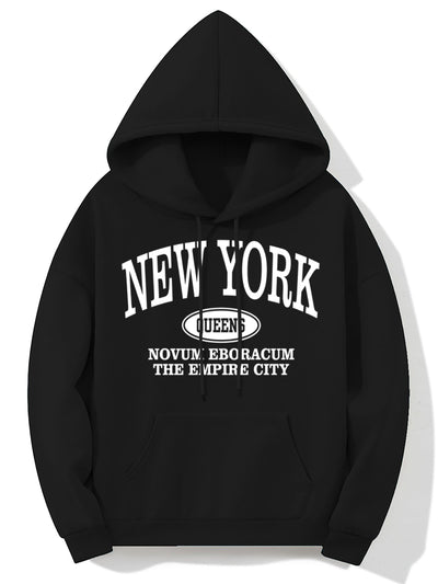 Nina | Hoodie met New Yorkse letterprint en kangoeroezak