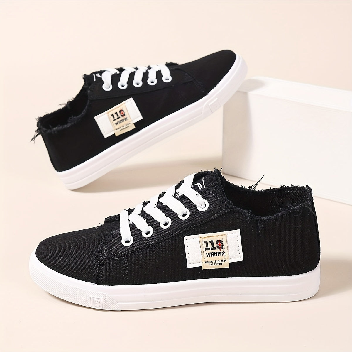 Esmée | Casual canvas damessneakers, lage skateschoenen met veters