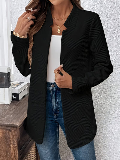 Emma | Plain textured open-front blazer with long sleeves