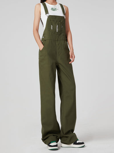 Elin | Preppy green denim overalls