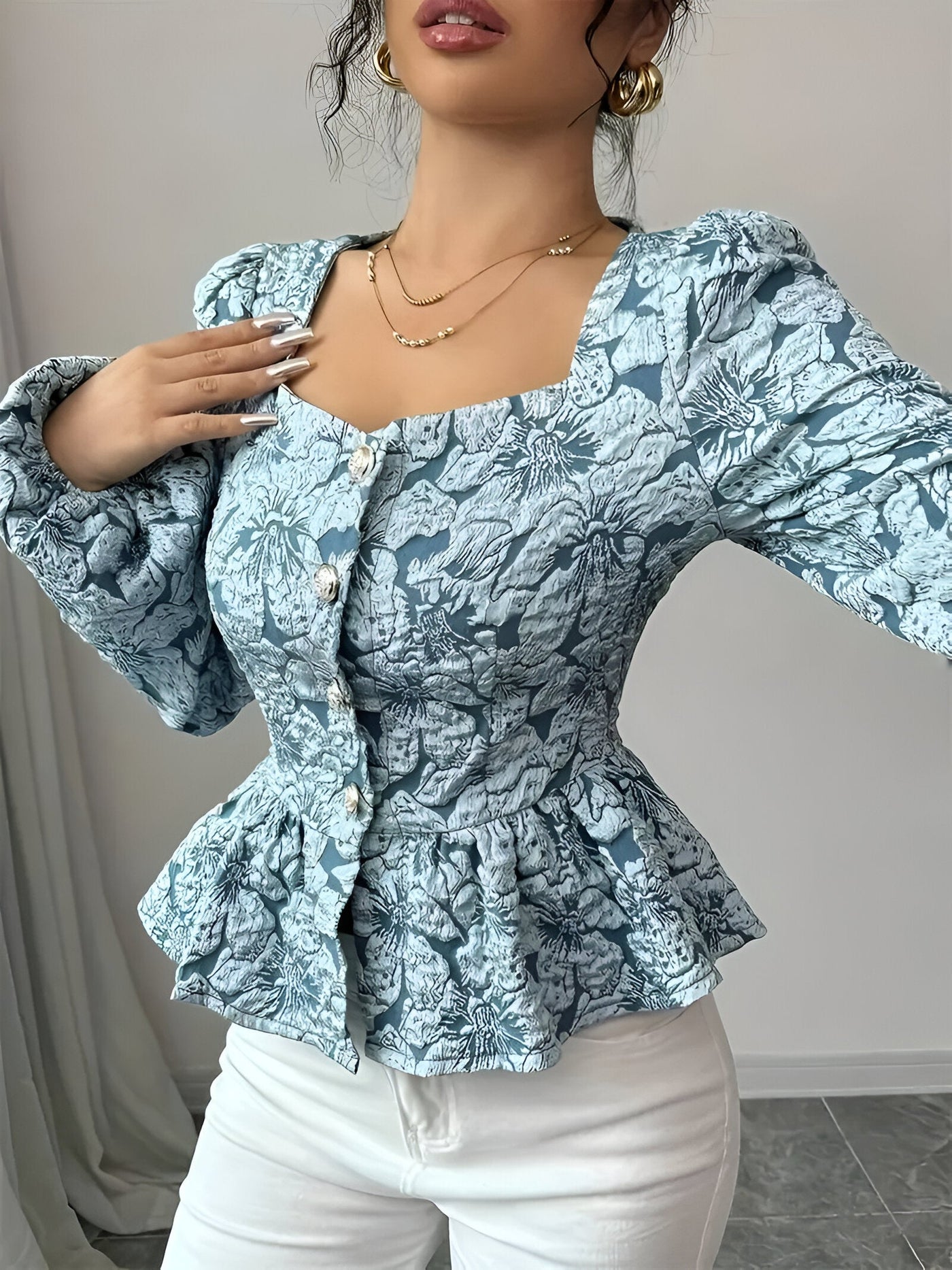 Benja - Elegante Bloementop met Ruches