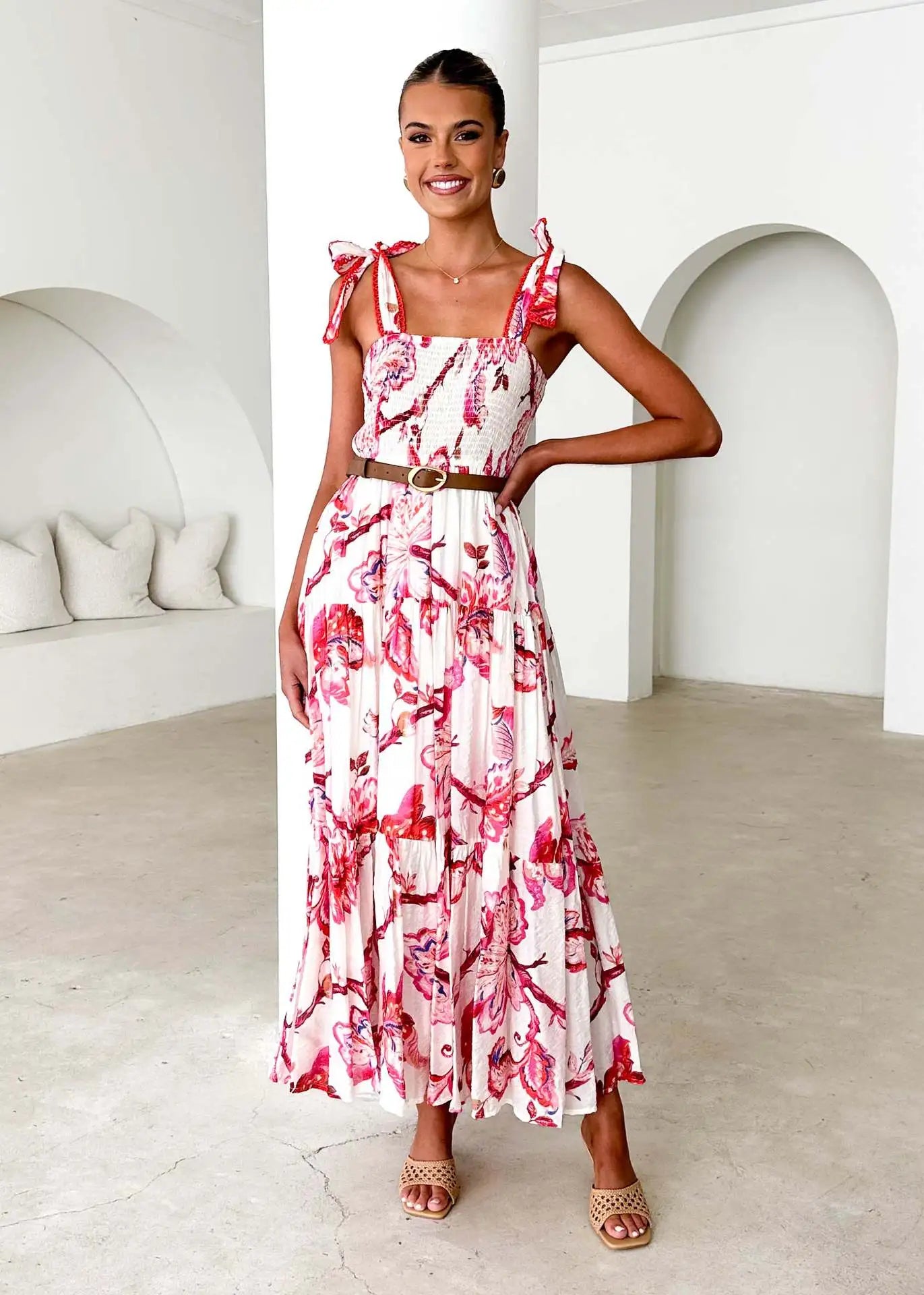 Amber - Casual strapless jurk met elastische tailleband
