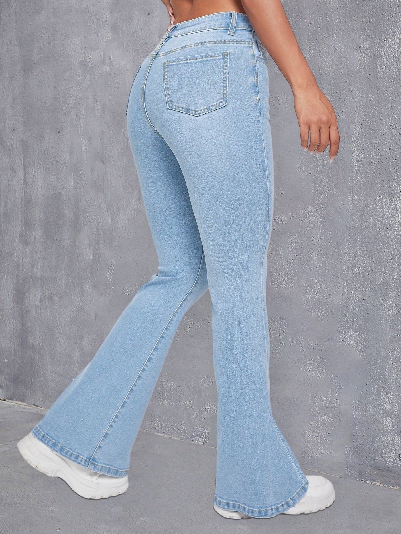 Sophie | Blauwe slim fit flare jeans met hoge stretch
