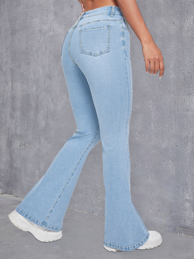 Sophie | Blauwe slim fit flare jeans met hoge stretch