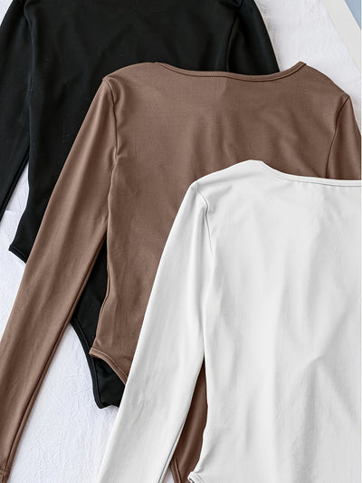 Nina | Set van 3 casual bodysuits met lange mouw en ronde hals