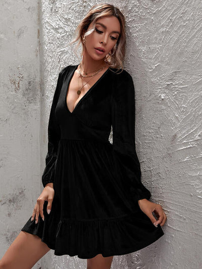 Lara - elegant fluwelen jurk met ruches