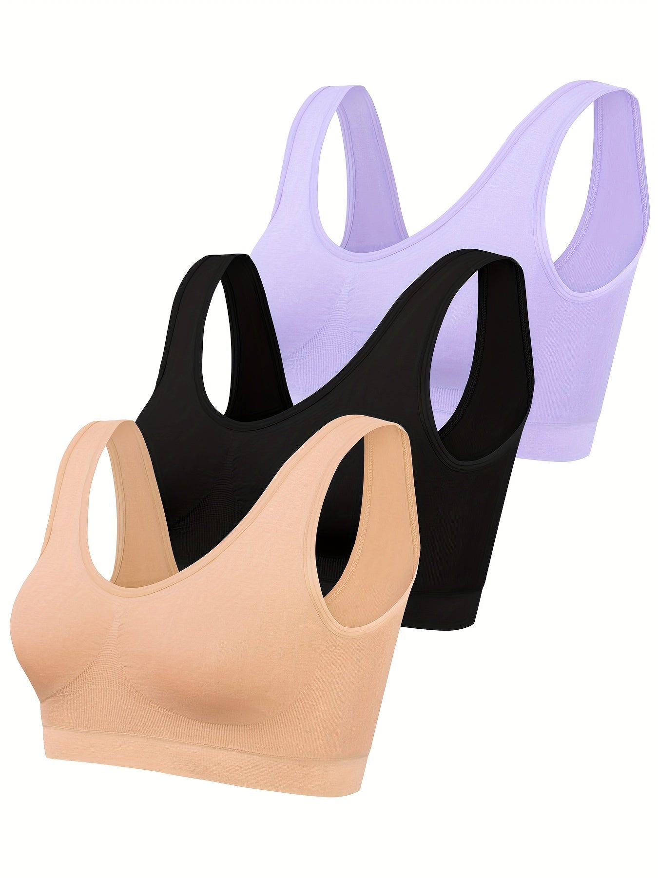 Sophie | Set van 3 effen tanktops & naadloze sport-bh