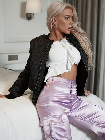 Elin | Padded bomber jacket in solid color