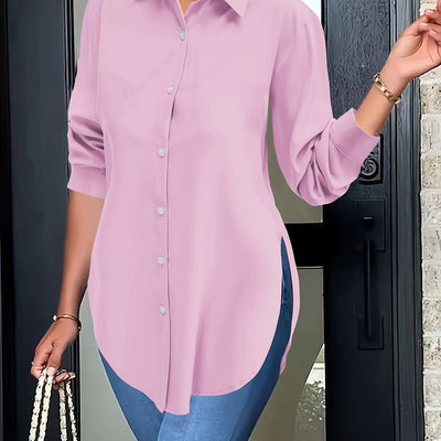 Elise | Elegant blouse with split button closure and long sleeves