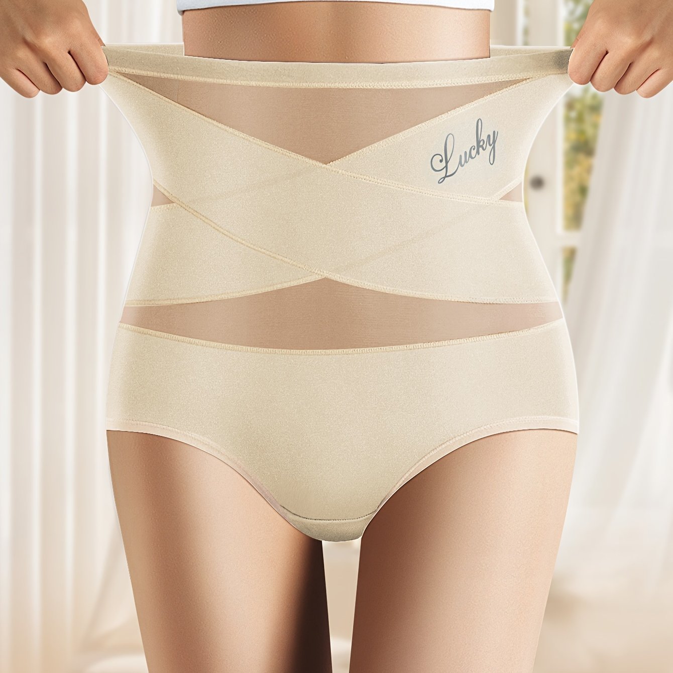 Emma | Seamless high-waisted mesh briefs with tummy control and butt-lifting compression