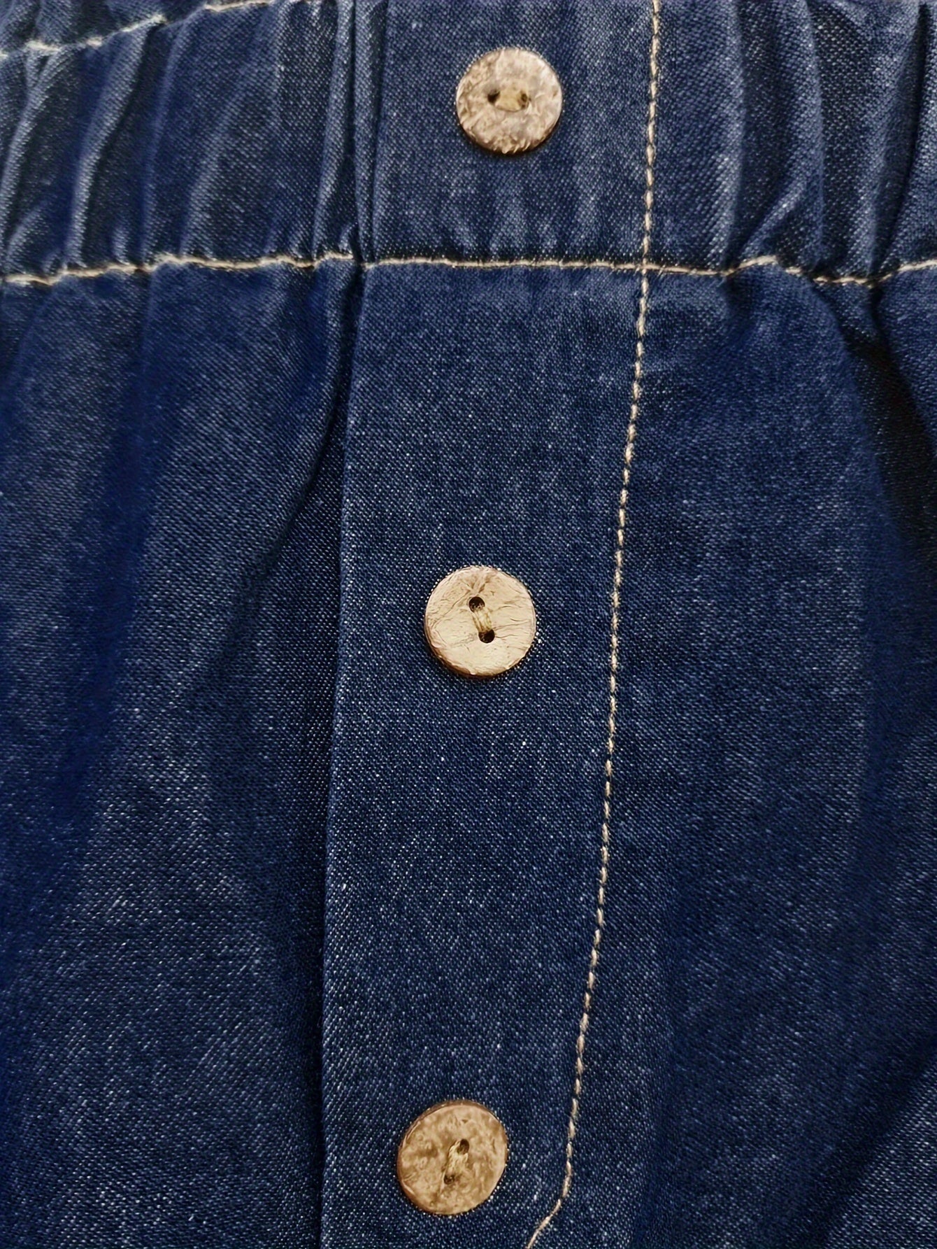 Fleur | High-waisted denim A-line midi skirt with button closure