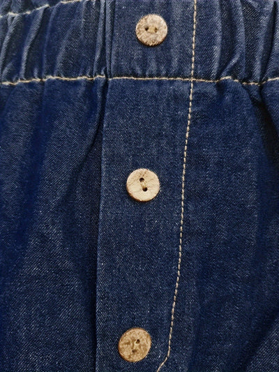 Fleur | High-waisted denim A-line midi skirt with button closure