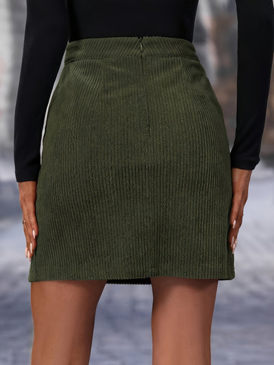 Sophie | Elegante hoge taille mini rok met split in effen kleur