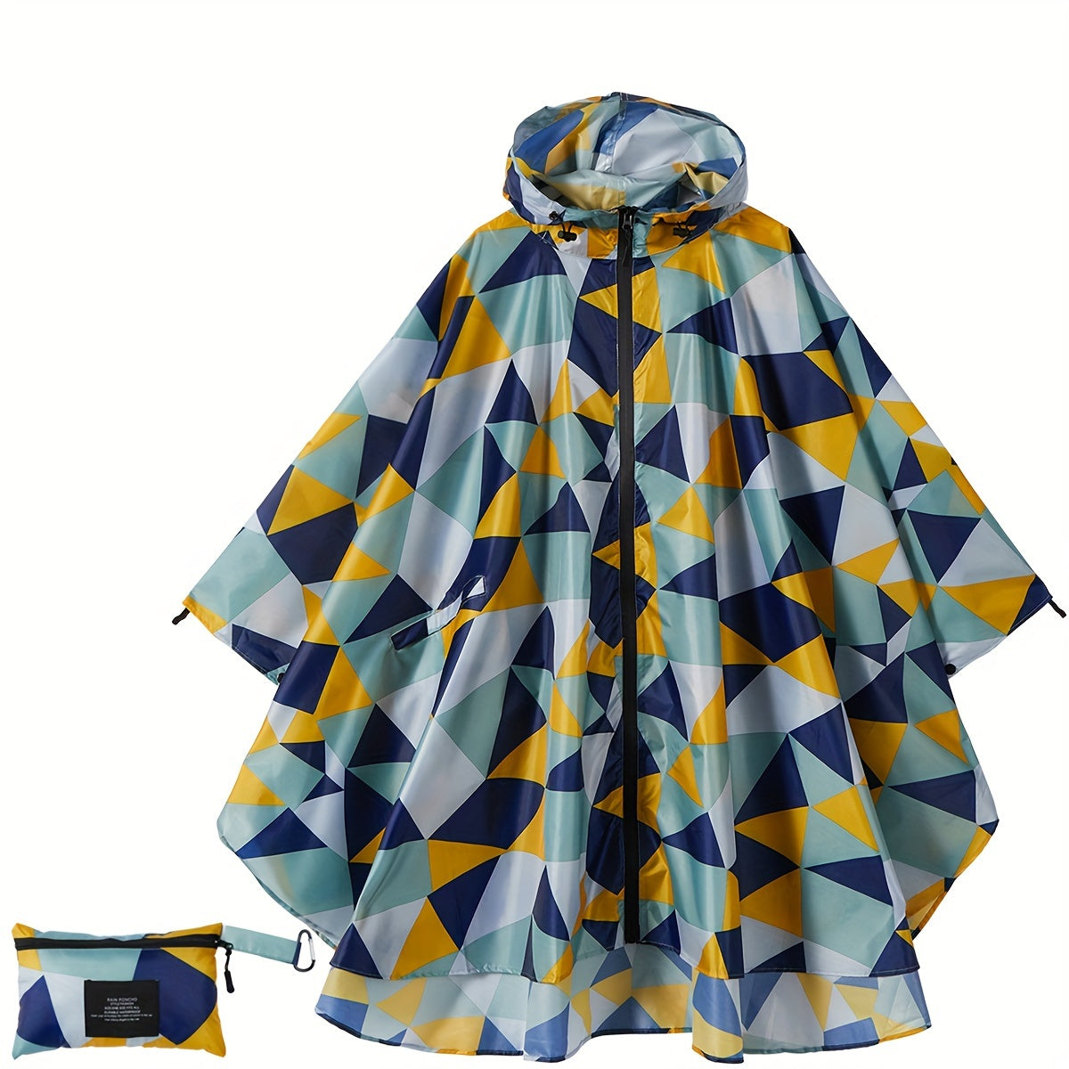 Lotte | Sporty women's rain poncho with hood and geometric pattern