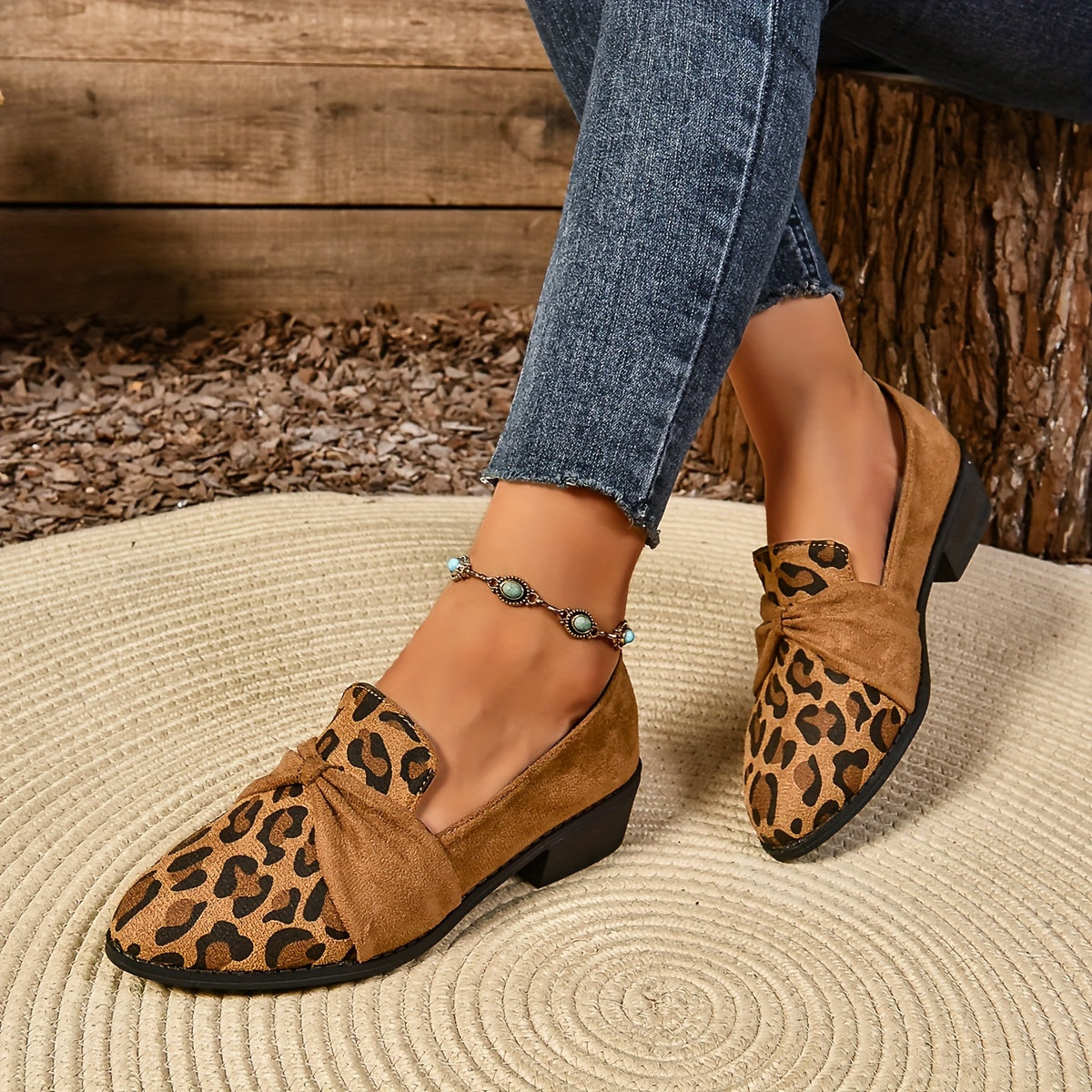 Lola | Chic leopard print women's loafers with a bow