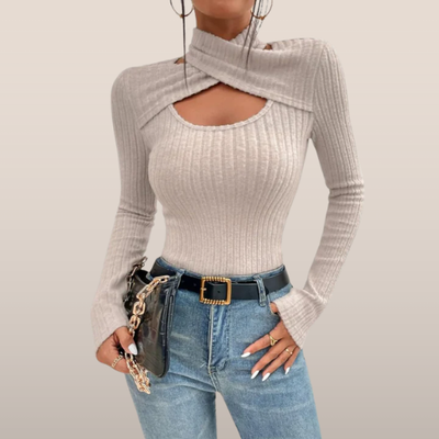 Mira – Ribtop met Asymmetrische Halslijn