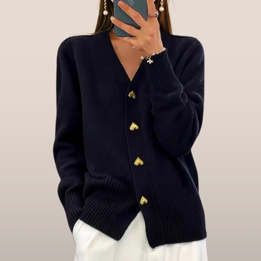 Femke – Knitted Cardigan with Heart-Shaped Buttons
