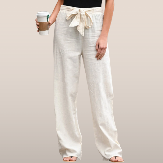 Elin – Linen Pants with Tie Closure 