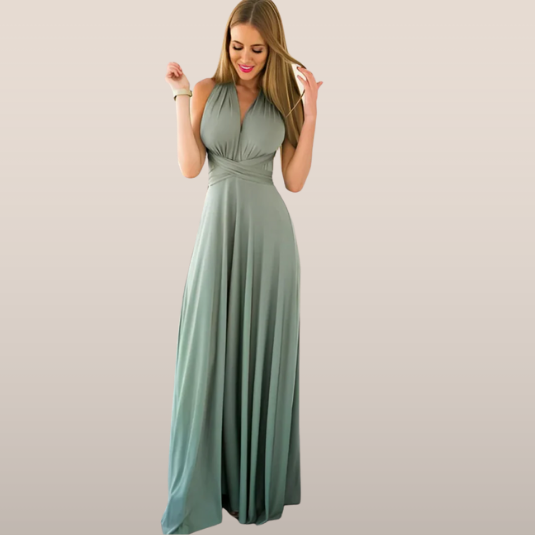 Ayla – Lange Halterjurk met Open Rug