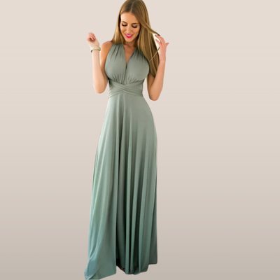Ayla – Lange Halterjurk met Open Rug