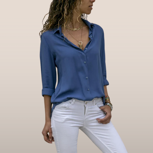 Elara – Satin-look blouse with long sleeves