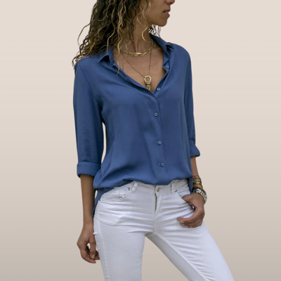 Elara – Satin-look blouse with long sleeves